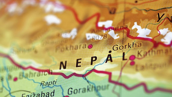 Map showing location of Nepal