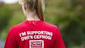 Fundraiser wearing a Cardiff shirt
