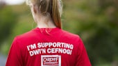 Fundraiser wearing a Cardiff shirt