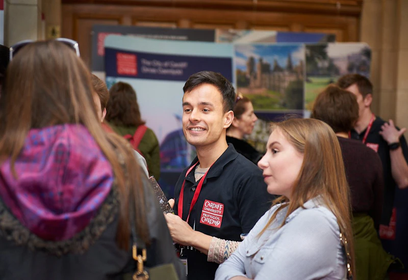 Student meeting visitors at Open Day