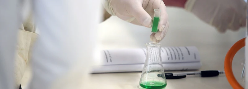 Student working on a chemistry experiment