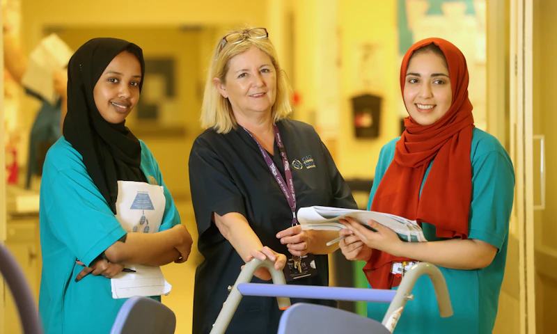 Students chat to healthcare professionals on placement