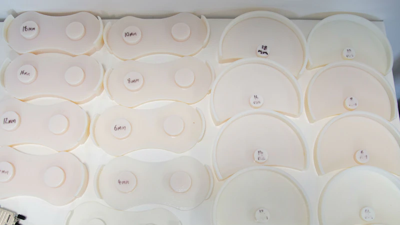 custom-built 3D printed TMS coil spacers made of white plastic
