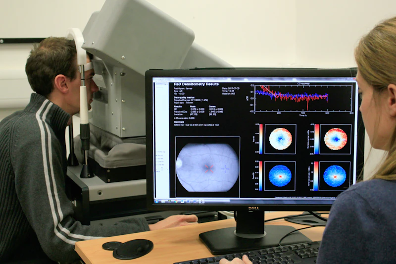 This was developed at Cardiff University in collaboration with UK Astronomy Technology Centre. The device provides clinicians with heat-map images describing rod and cone visual pigment optical density and visual pigment synthesis rates across the macular region.