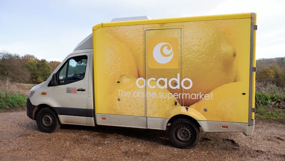 Supermarket delivery vehicle in rural setting
