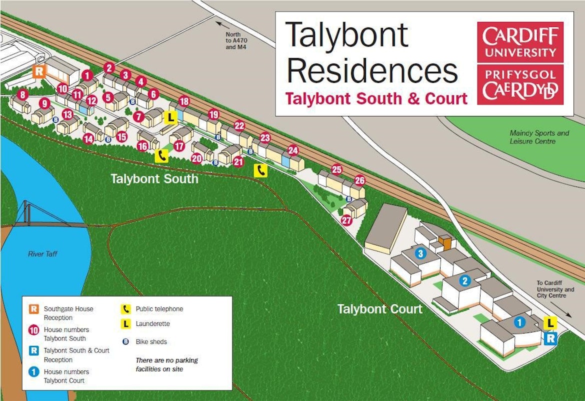 Map showing location of Talybont South and Court