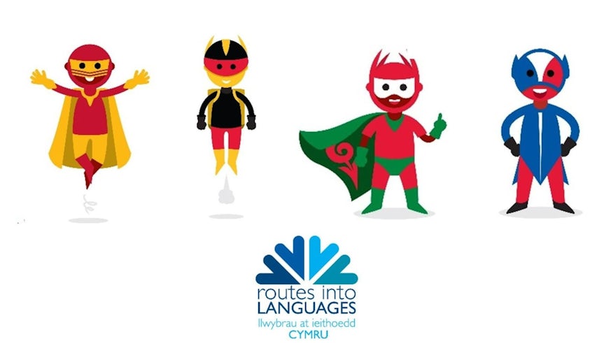 The Routes into Languages Cymru toolkit includes international language superheroes as mascots.