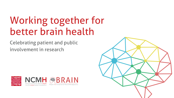 An image showing the event title Working together for better brain health and a mulit-coloured blue, yellow, green and red brain graphic.