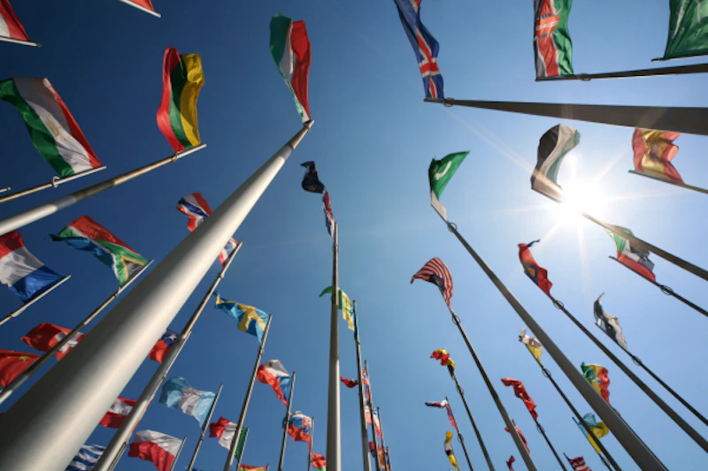 Picture of flags on poles