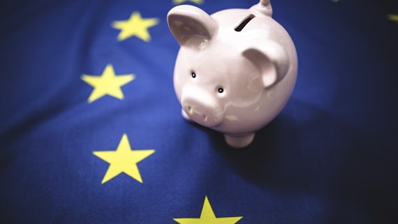 EU flag and piggy bank