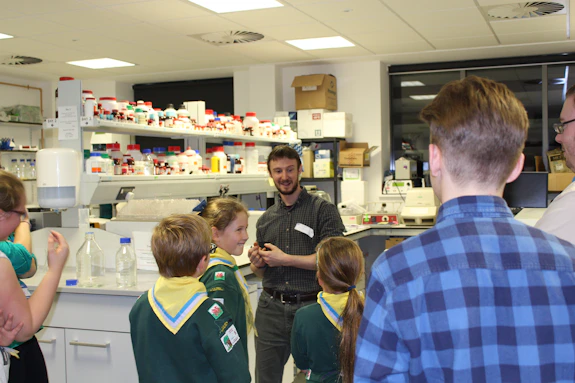 Photograph of children touring the laboratory