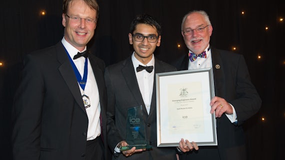 Syed accepting his award at the ICE Awards Dinner.