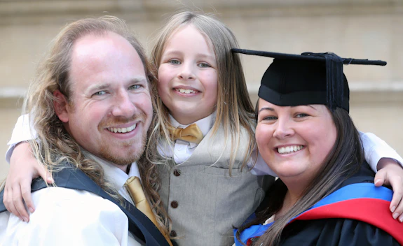 Amy Davies with husband and son