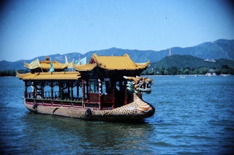 A Chinese Dragon Boat on Kunming Lake, China