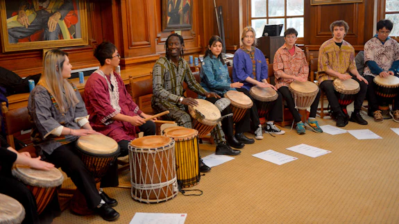 A performance by the Lanyi West African Ensemble from Cardiff University’s School of Music.