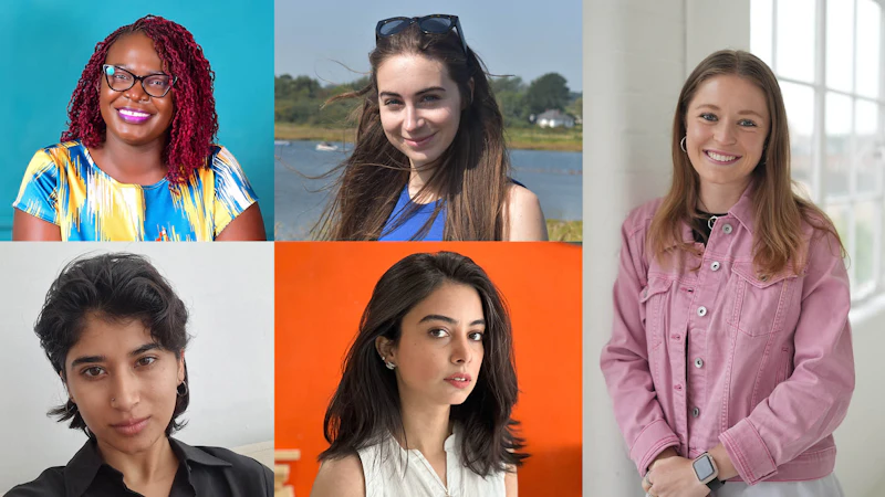 A composite image of 5 females looking at the camera.