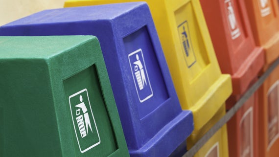 Colourful recycling bins