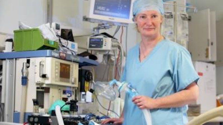 Professor Judith Hall with hospital equipment