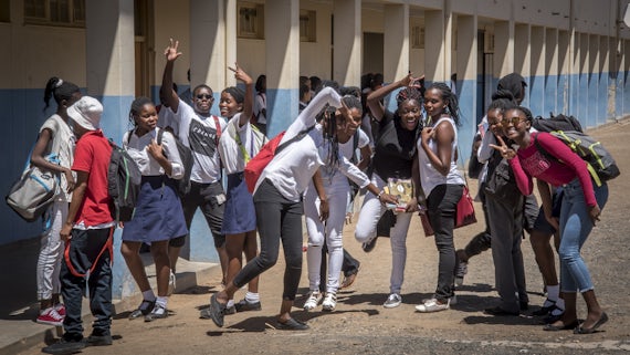 Namibian school pupils outdoors