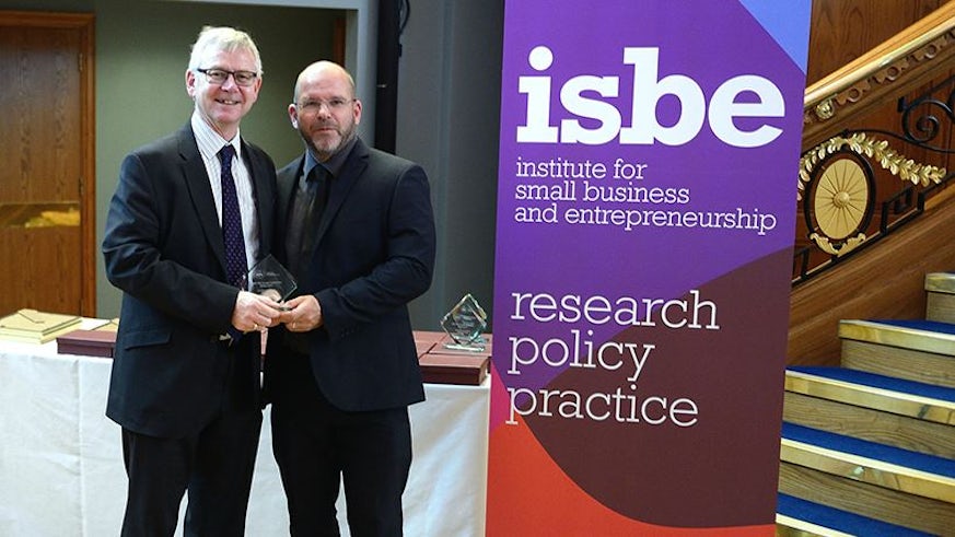 Professor Andrew Henley receiving ISBE award