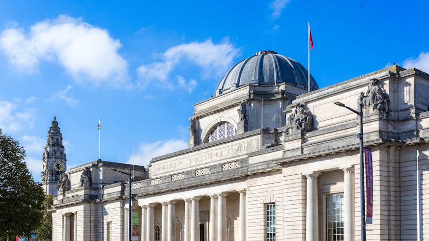 National Museum in Cardiff under blue skies