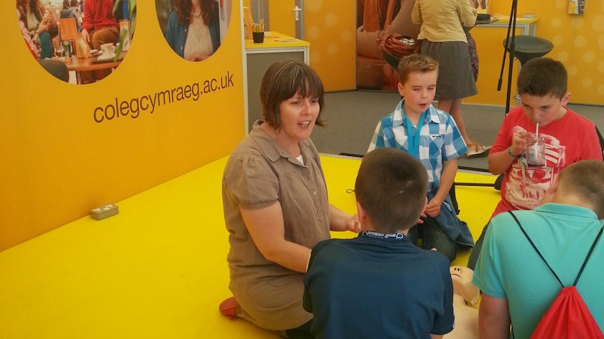 Gaynor Williams, Healthcare Sciences Lecturer workshopping at the 2014 National Eisteddfod.