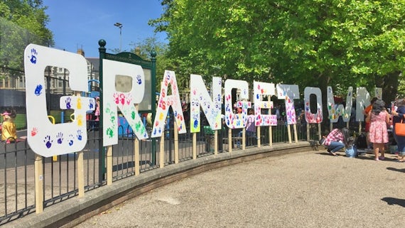 Image of large free-standing letters spelling Grangetown 