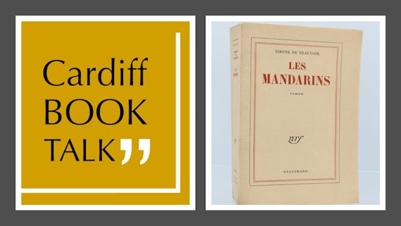 BookTalk logo and the first edition of Les Mandarins
