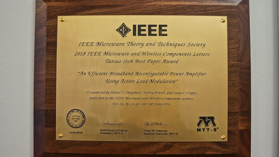 Picture of winning plaque for best paper prize