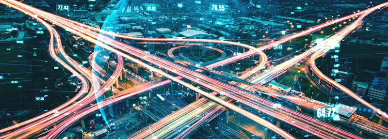 Lit up road network graphic