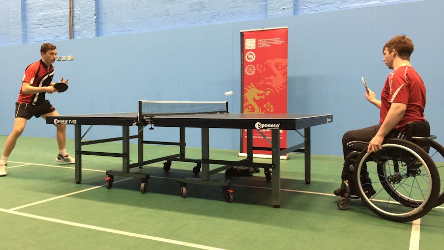 Cardiff University students playing table tennis