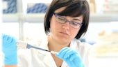 A researcher working in the HEB lab