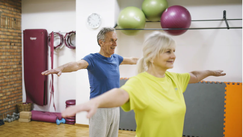Old people in gym