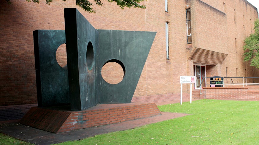 Three Obliques sculpture outside the School of Music.
