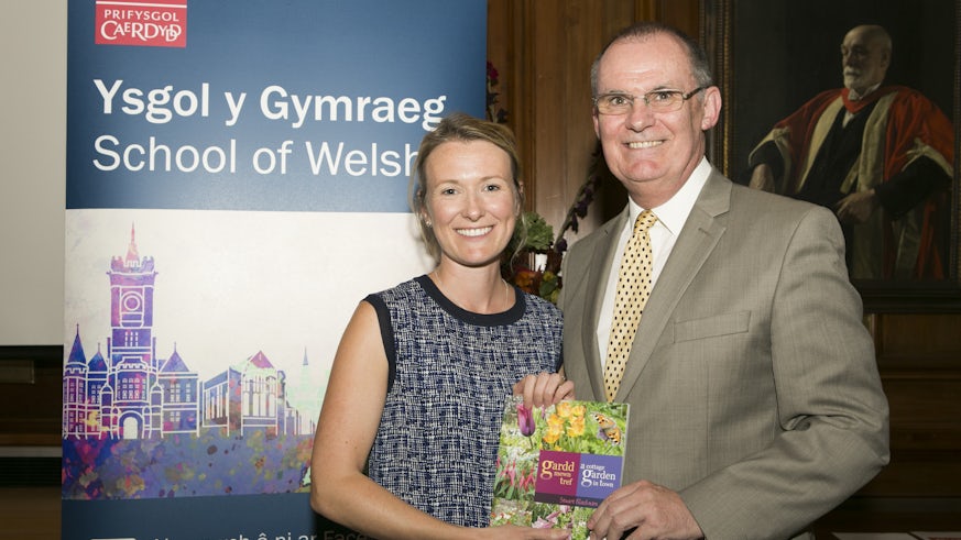Lowri Davies, the Sabbatical Scheme Manager in Cardiff, with Stuart Blackmore 