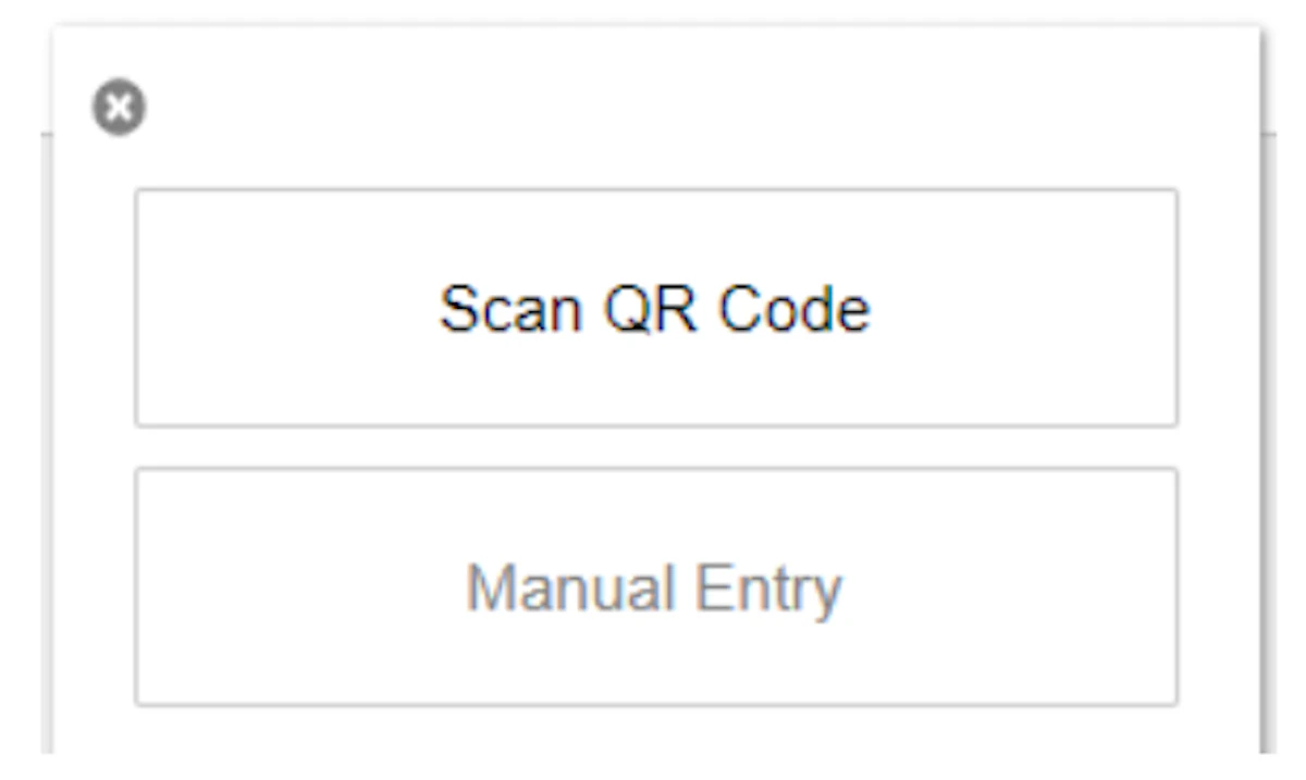 Screenshot of the Authenticator add-on window showing the 'Scan QR Code' and 'Manual entry' option