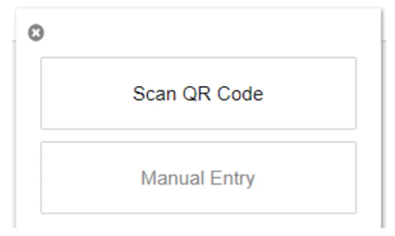 Screenshot of the Authenticator add-on window showing the 'Scan QR Code' and 'Manual entry' option