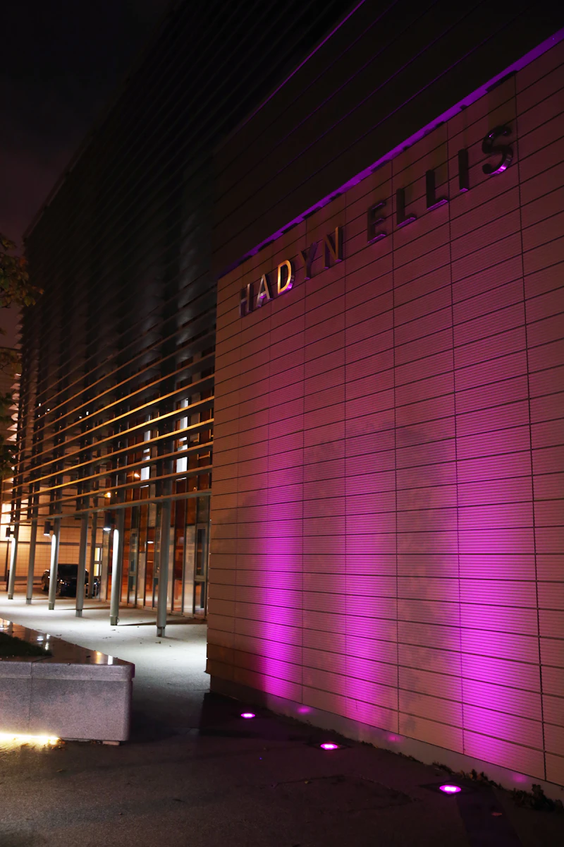 Hadyn Ellis Building - Purple Lights