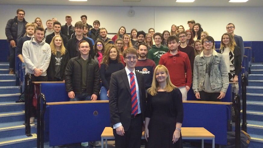 Dr Kay Swinburne, Member of the European Parliament for Wales, visits Cardiff to discuss Brexit with Politics students