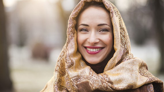 An adult student in hijab