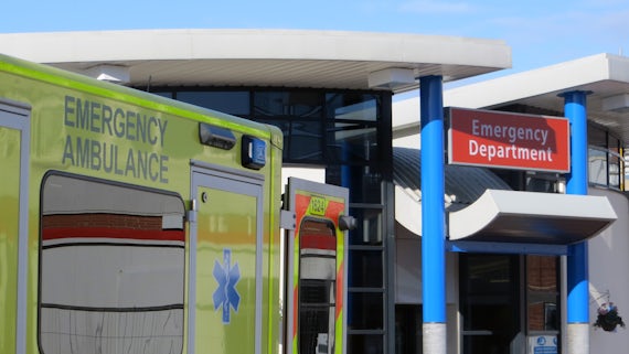 Image of an ambulance outside an a&e department