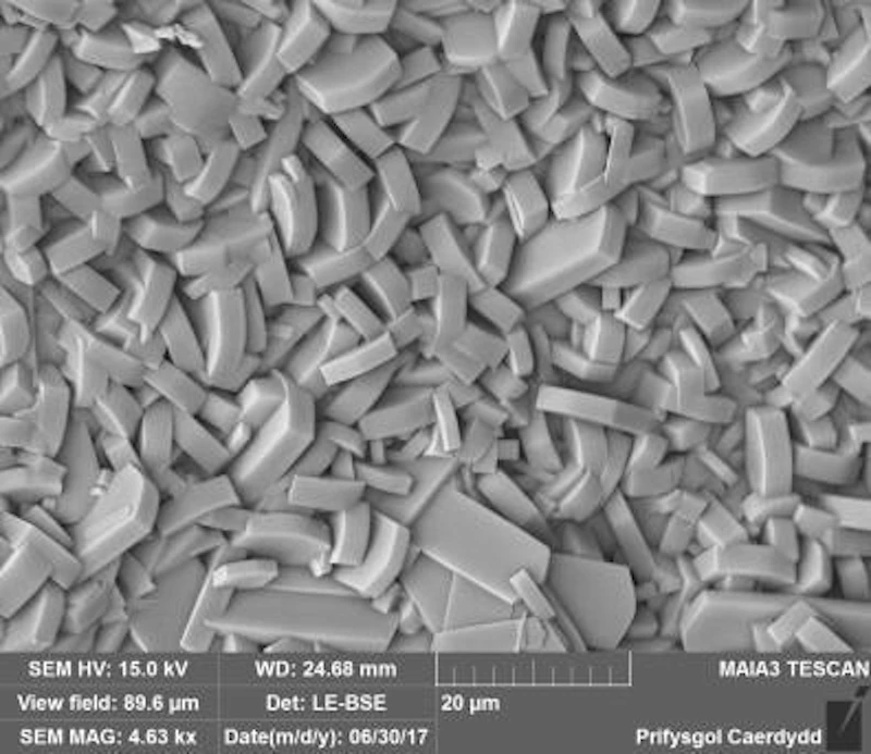 Secondary Electron image of “coffin”-shaped agglomerated Zeolite.