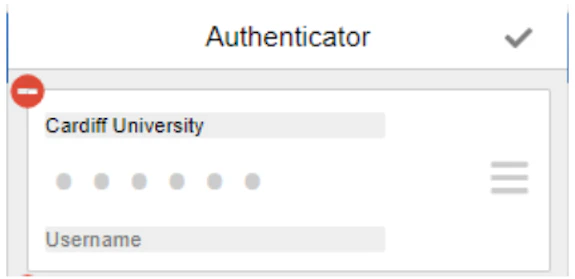 Screenshot of the Authenticator add-on window showing the 'Username' textbox