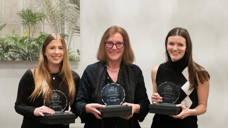 Left to right: Charlotte Perry, Professor Julie Price and Molly Povey. 