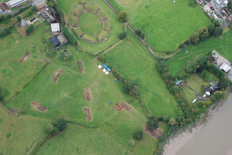 Aerial photograph of the 2011 excavation trenches
